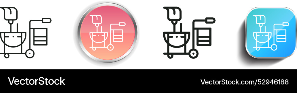 Cleaning cart icon thin linear regular and button vector image