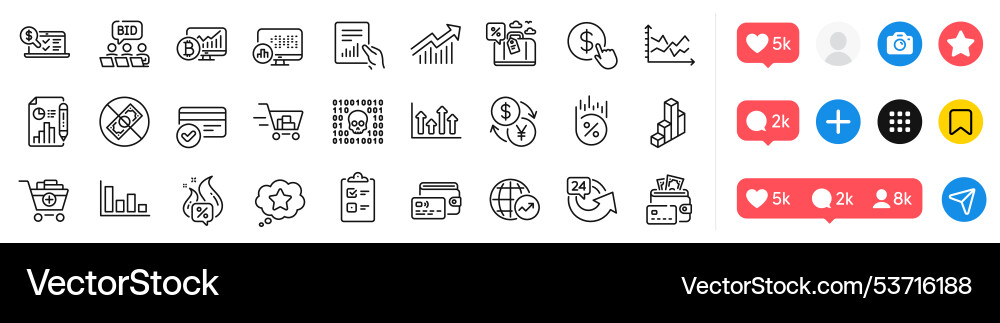 Demand curve 3d chart and add products line icons Demand curve 3d chart and add products line icons vector image