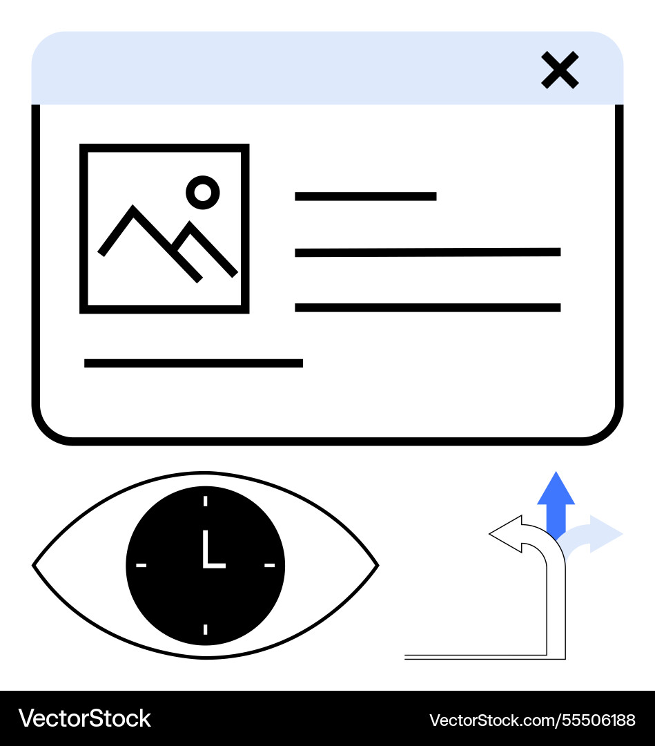 Digital window with image clock eye icon Digital window with image clock eye icon vector image