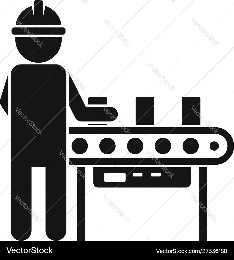 Man assembly line icon simple style Man assembly line icon simple style Vector Image