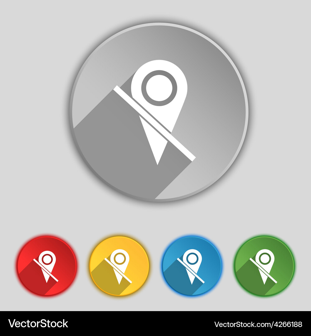 Map pointer icon sign symbol on five flat buttons Vector Image