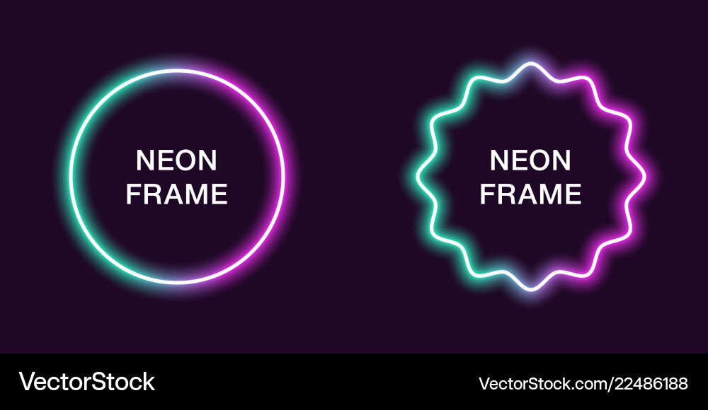 Neon frame in circle shape template Neon frame in circle shape template vector image