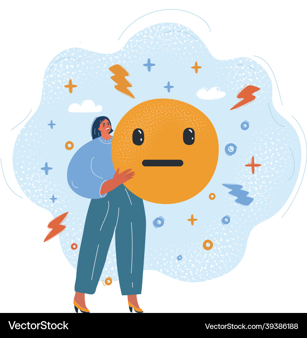 Neutral mood emoticon vector image