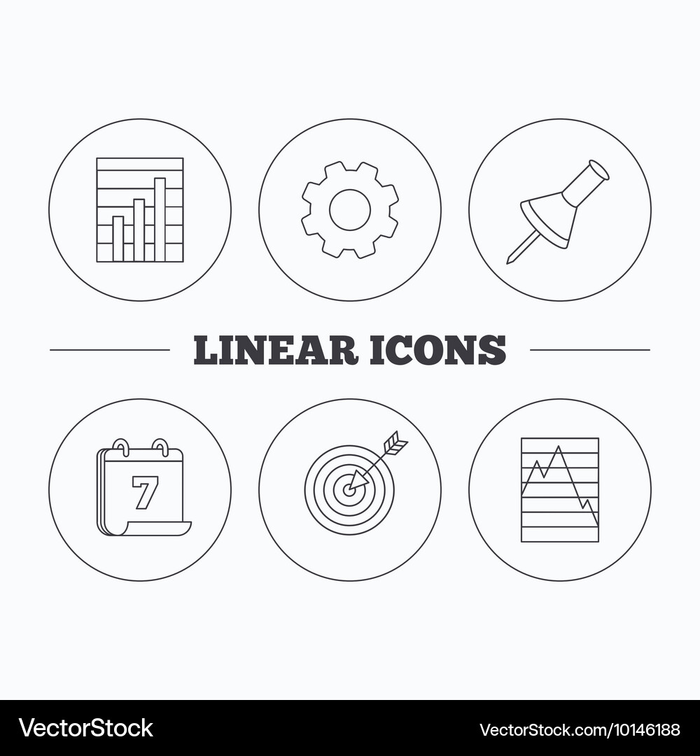 Pushpin graph charts and target icons Vector Image