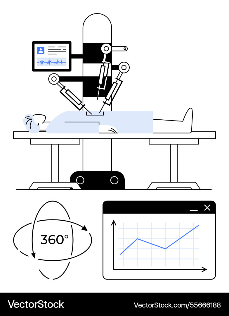 Robotic surgery with automated tools and patient Vector Image