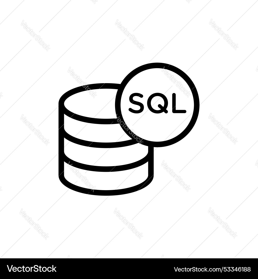Sql line icon isolated on white background Sql line icon isolated on white background vector image