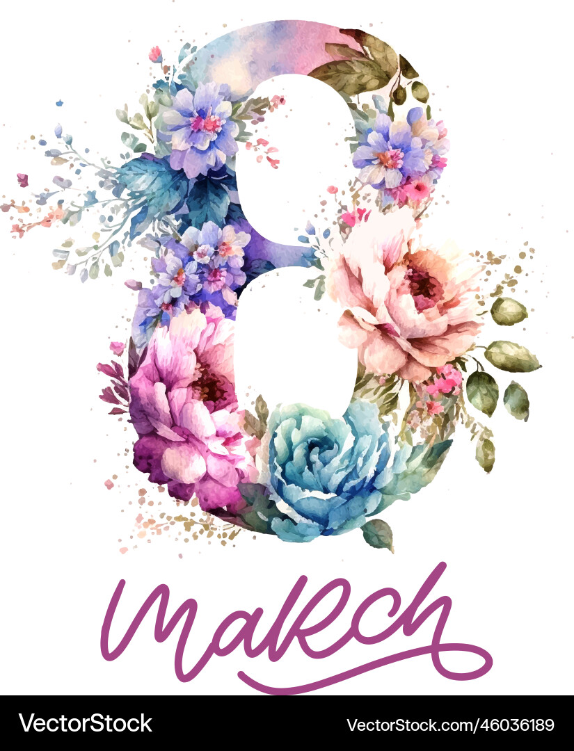 8 März glücklich Frauen Tag Aquarell Blumen 8 März glücklich Frauen Tag Aquarell Blumen vektorbild