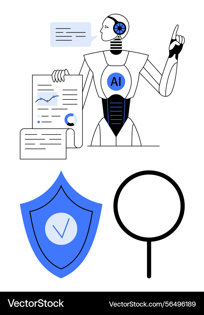 Ai robot presenting data insights with charts Ai robot presenting data insights with charts vector image