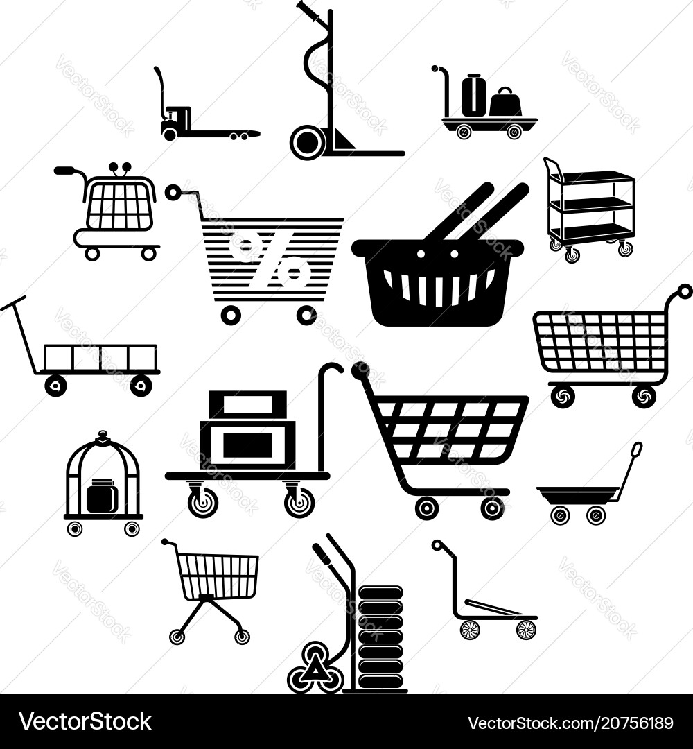 Cart types icons set simple style Cart types icons set simple style vector image
