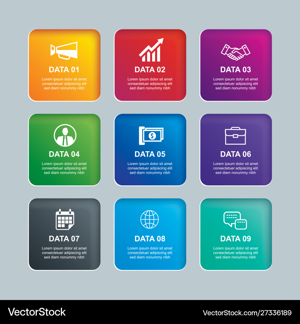 Data Index with Nine Charts Vector Image