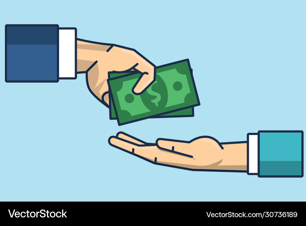 Hands human with bills money paying Vector Image