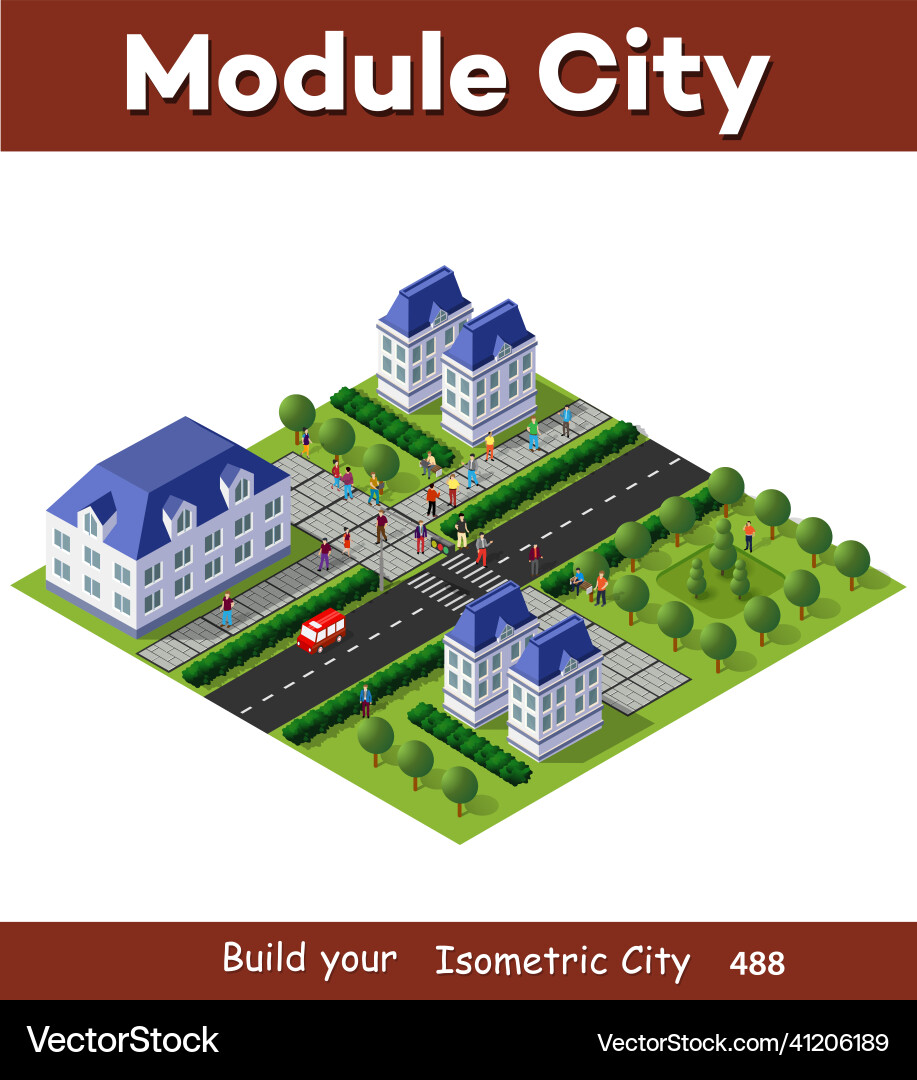 Isometric retro 3d urban of the city vector image