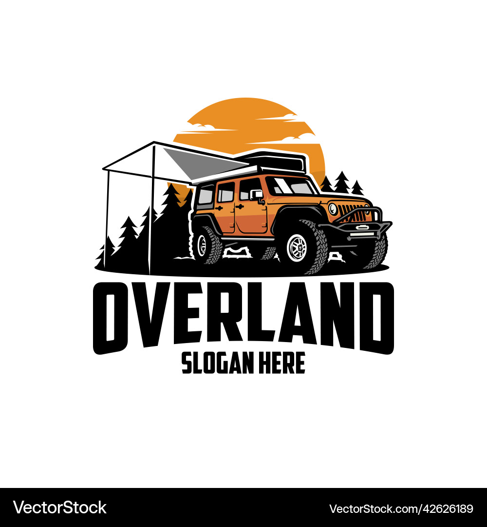 Overland camper truck in forest Overland camper truck in forest vector image