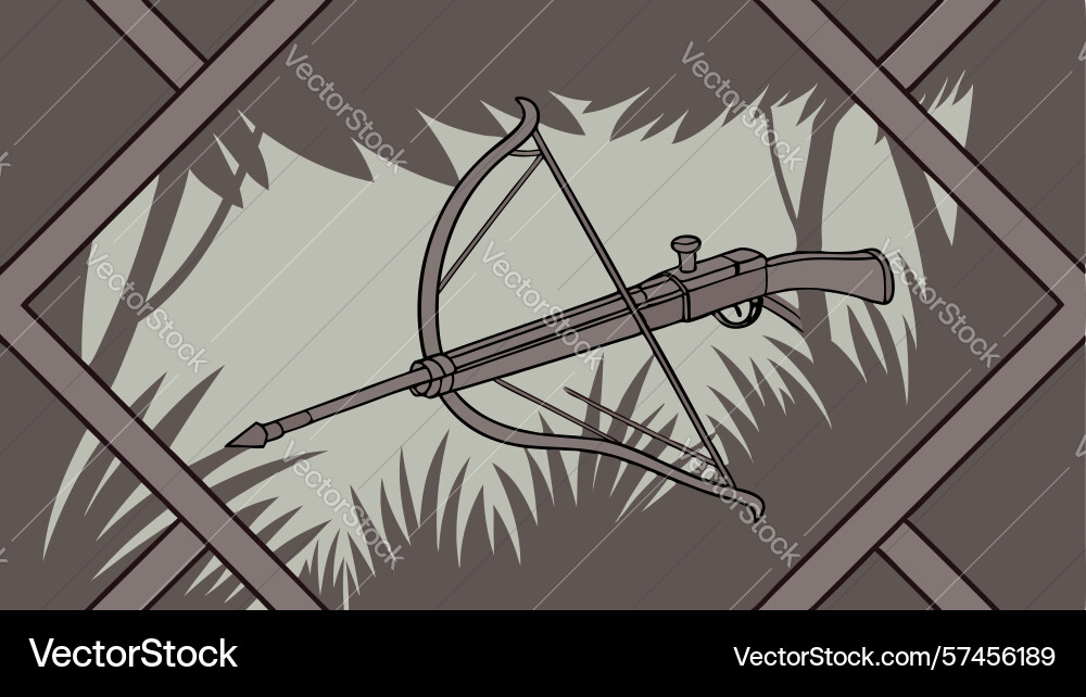 Patterned crossbow weapon with abstract grid vector image