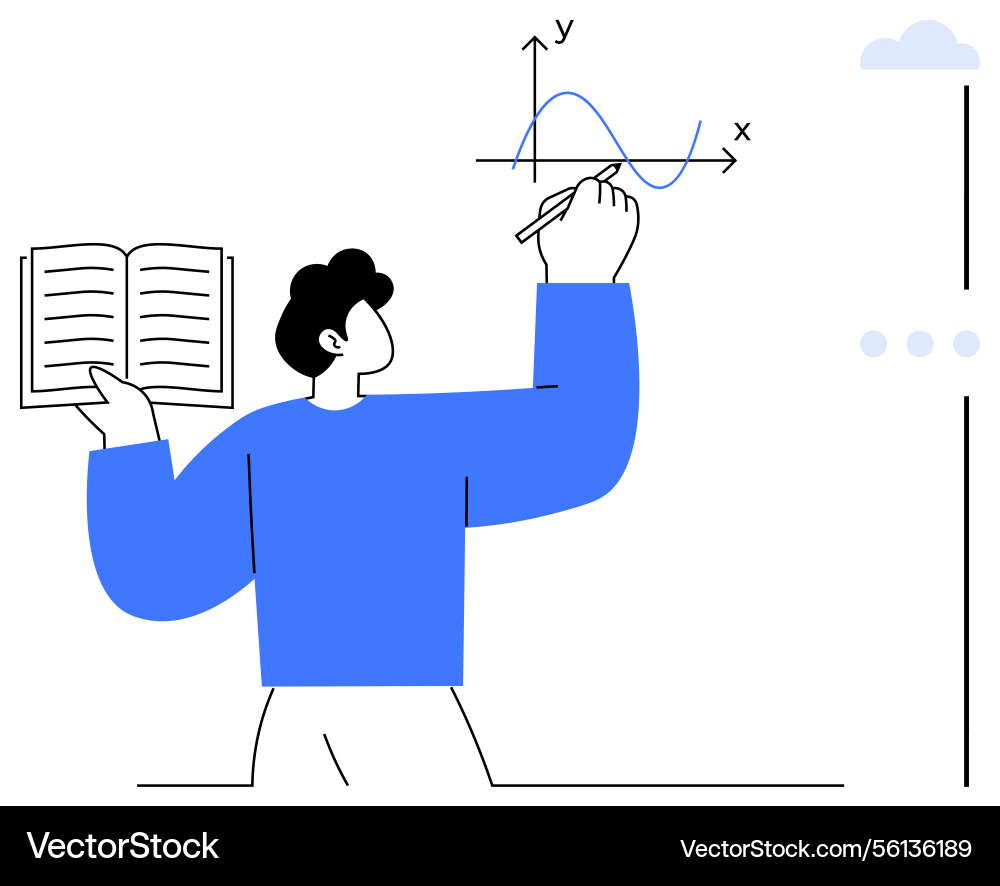 Person drawing graph with marker while holding Person drawing graph with marker while holding Vector Image