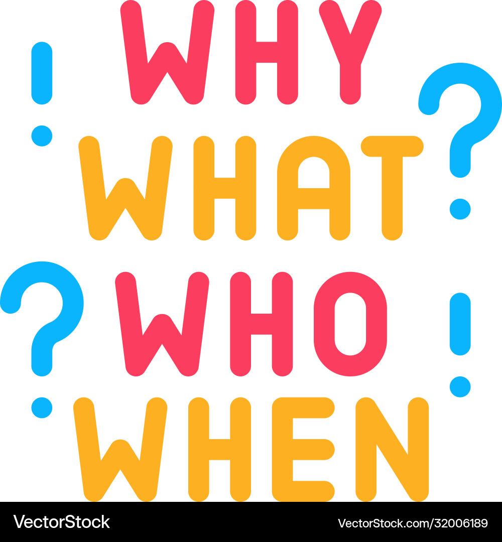 Questions: Why, What, Who, When Icon vector image