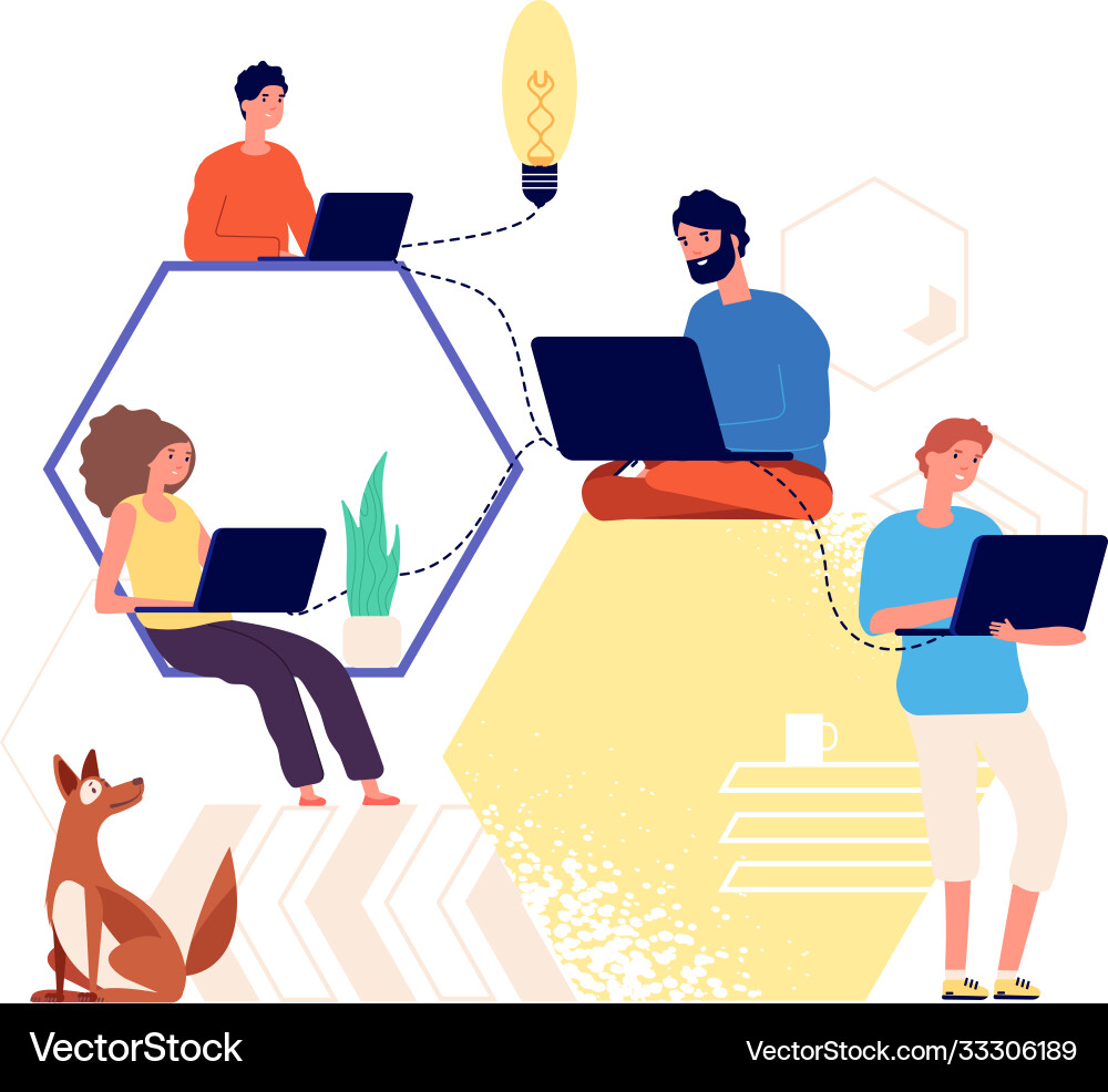 Team working creative people thinking find idea Team working creative people thinking find idea vector image