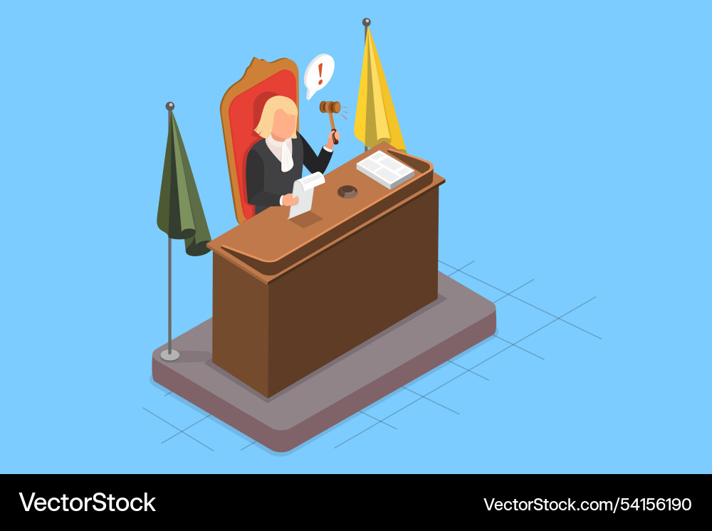 3d isometric flat of judge 3d isometric flat of judge vector image
