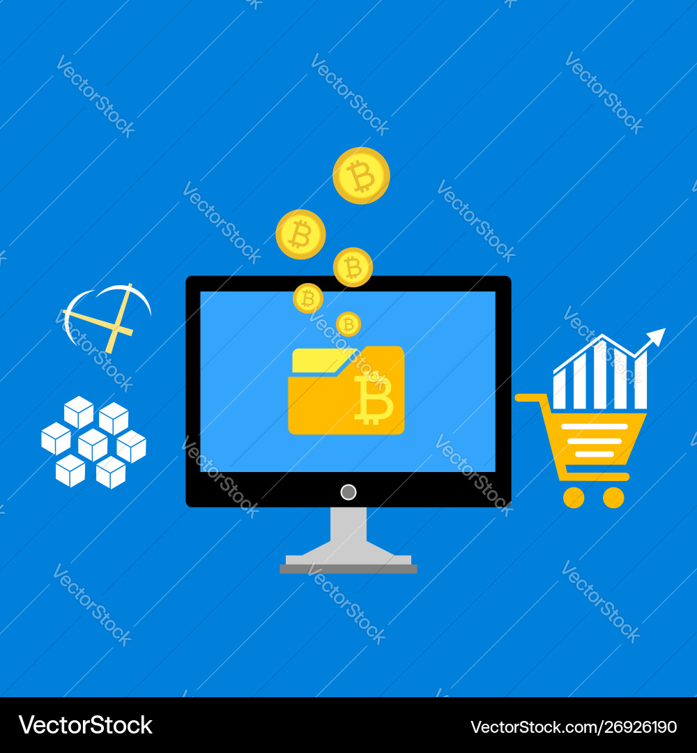 Blockchain scheme mining crypto currency server Vector Image