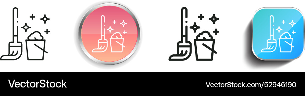 Cleaning mop icon thin linear regular and button Cleaning mop icon thin linear regular and button Vector Image