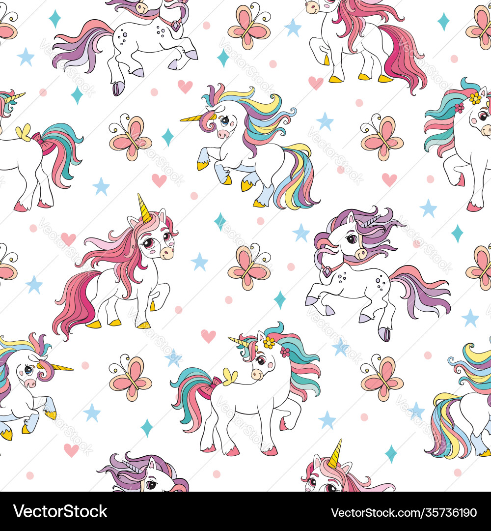 Colorful Unicorn Seamless Pattern vector image