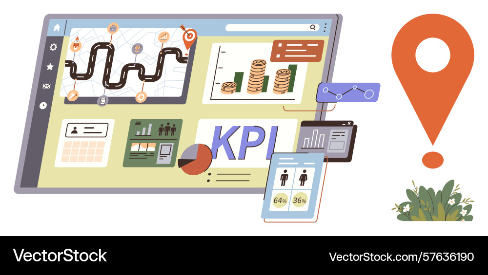 Dashboard displaying kpi metrics business Dashboard displaying kpi metrics business vector image