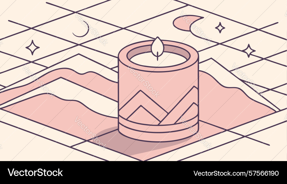 Lit candle with sparkles festive design element Vector Image