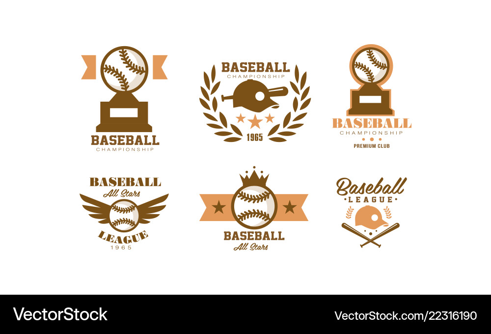 Retro Baseball Logo Set - Championship Emblem Vector Image