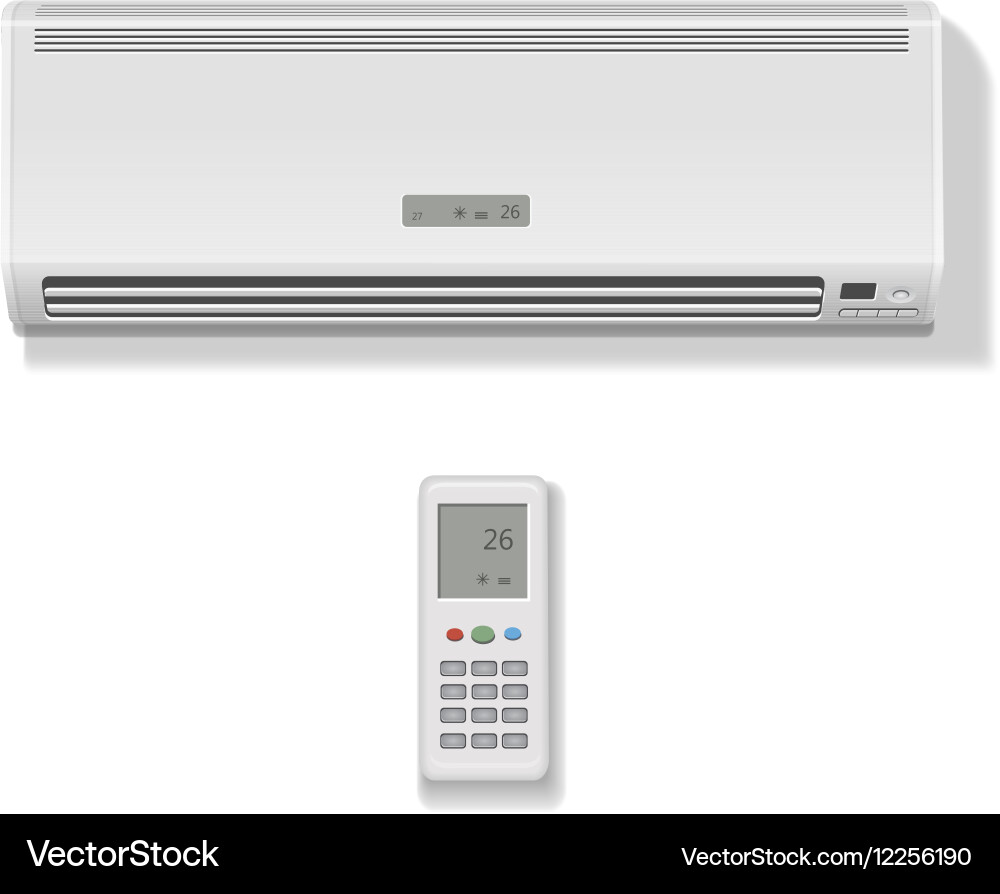 Split system air conditioner remote controller vector image