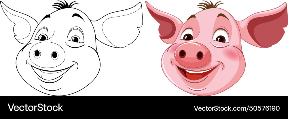 Two smiling pig characters in style Two smiling pig characters in style vector image