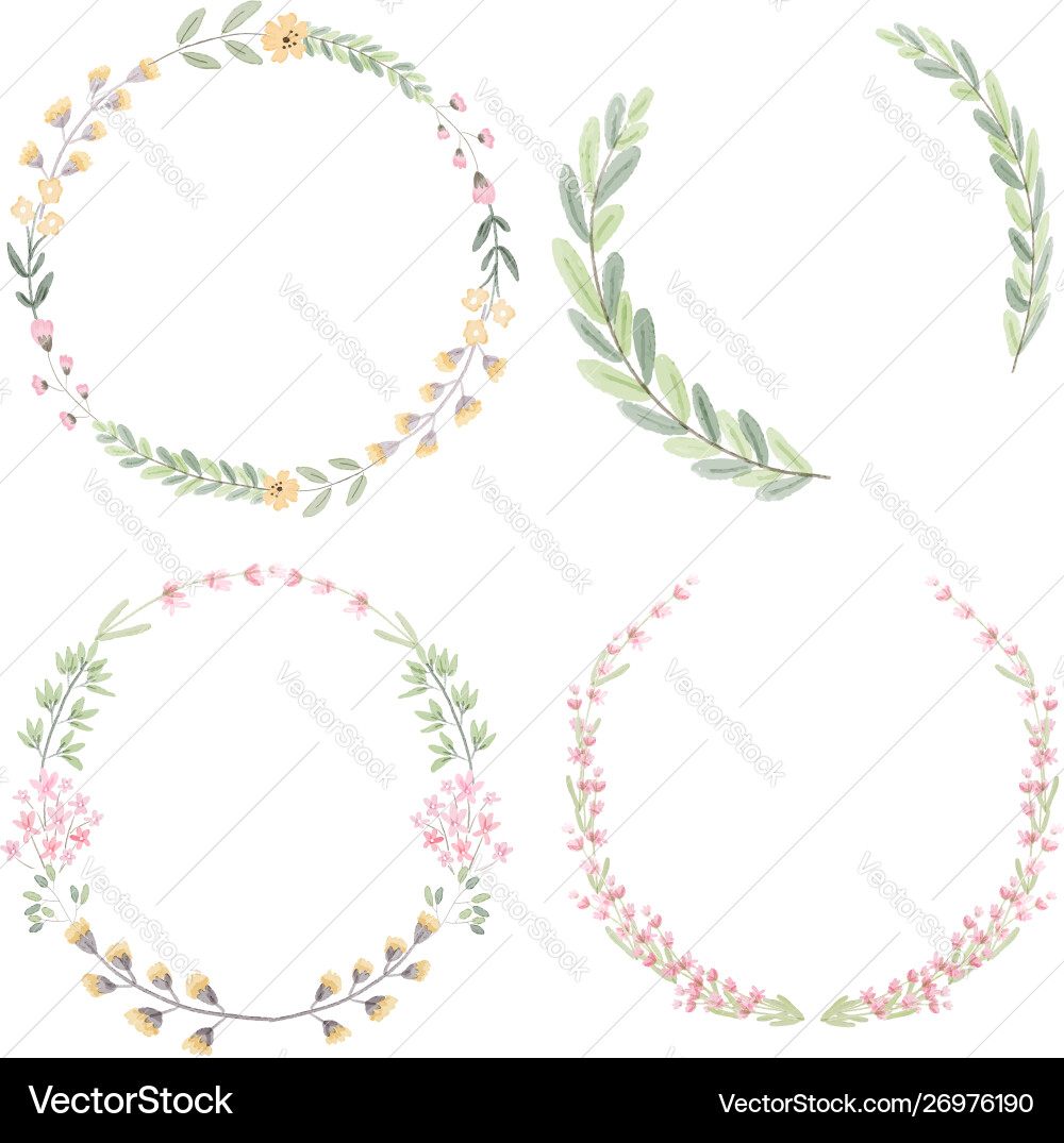 Watercolor Floral Wreaths vector image