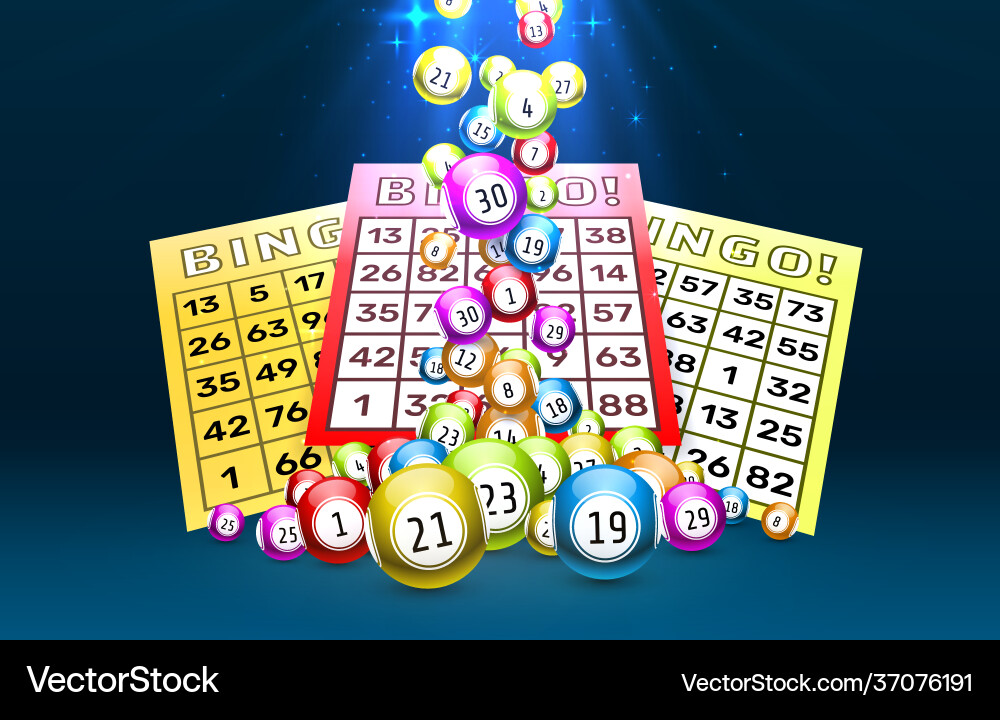 Bingo game balls with numbers on a colored Bingo game balls with numbers on a colored vector image