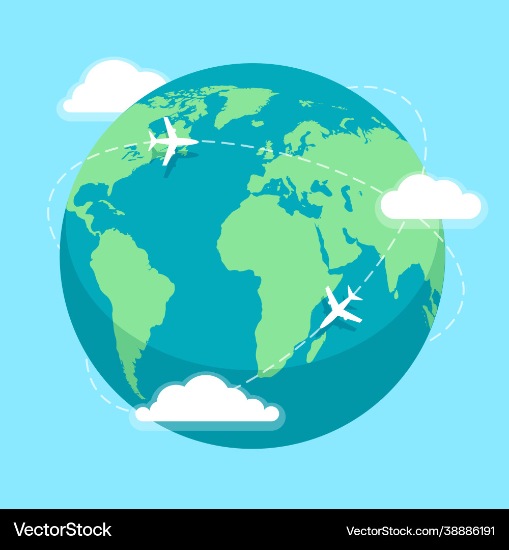 Globale Flugrouten Vektorbild