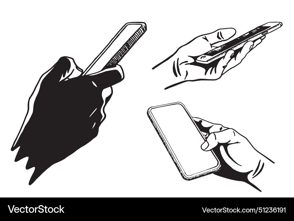 Graphical set with hands holding smartphone Vector Image