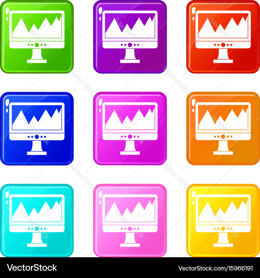 Monitor and a chart set 9 Vector Image