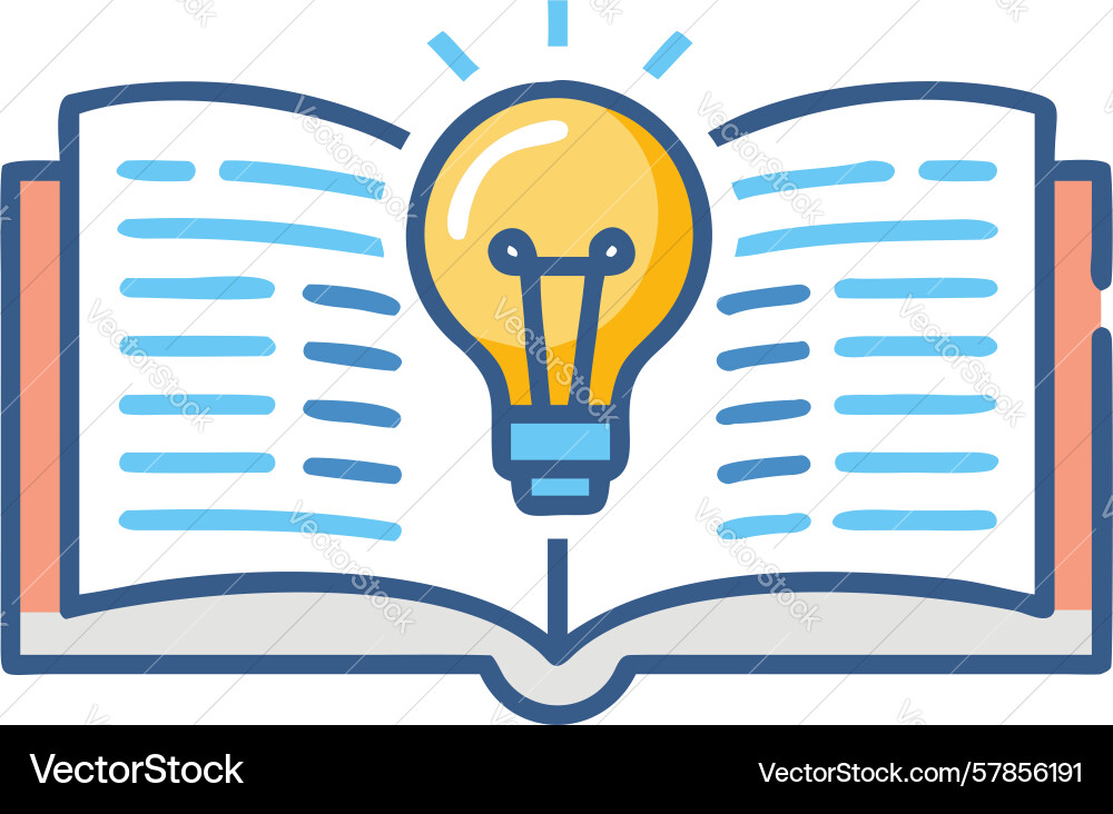 Open book with lightbulb idea knowledge concept Vector Image