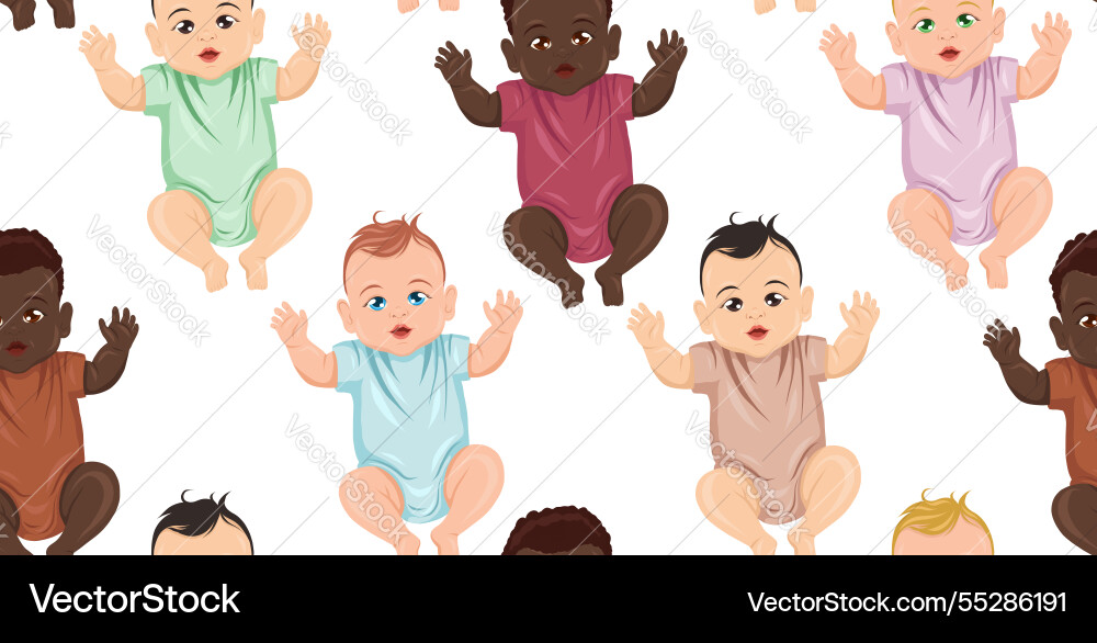 Seamless pattern with babies of different Seamless pattern with babies of different vector image