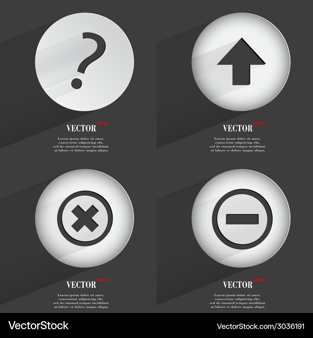 Set of trendy buttons icons with long shadow Vector Image