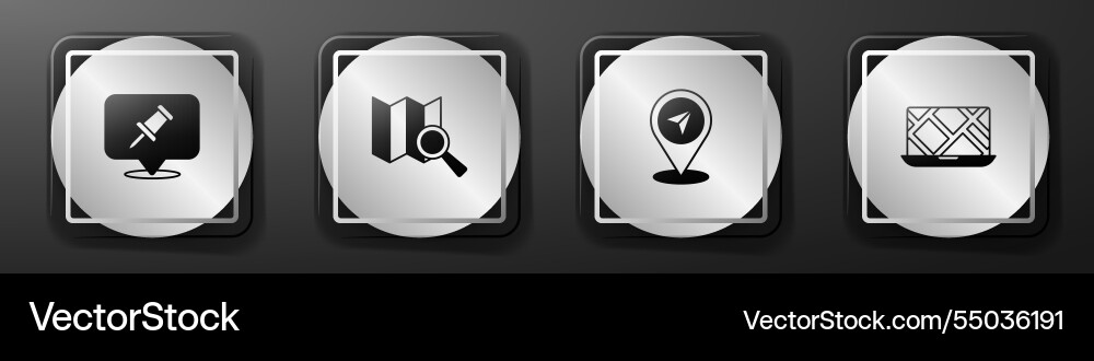 Set push pin search location map and city Set push pin search location map and city vector image
