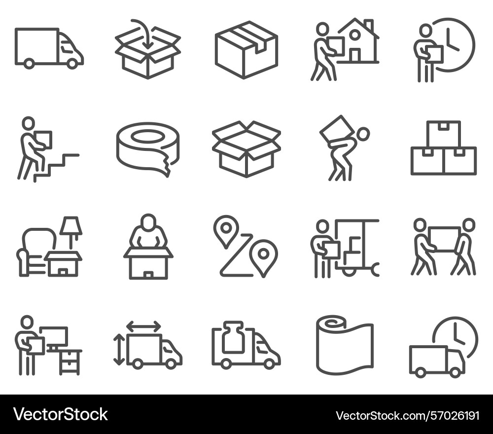 Simple set of moving service related line icons Simple set of moving service related line icons vector image