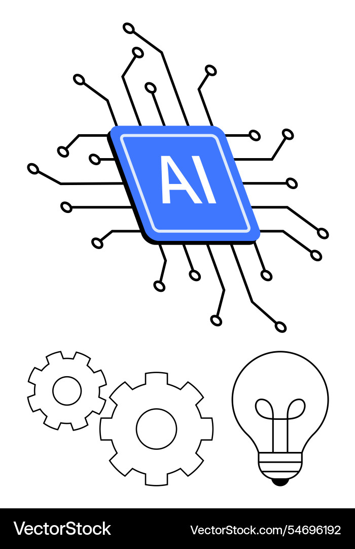 Artificial intelligence concept with microchip Artificial intelligence concept with microchip vector image