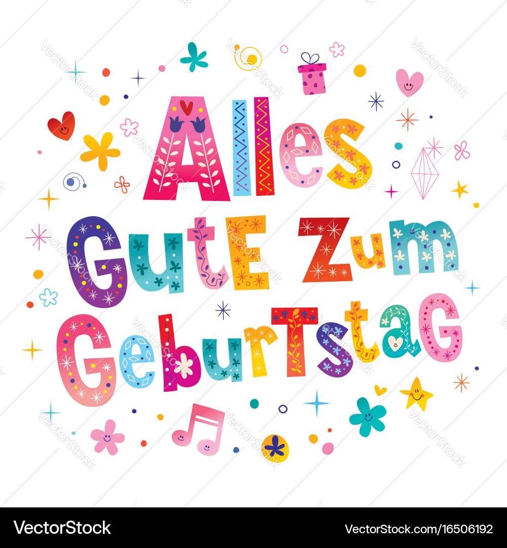 German Birthday Wishes - Happy Birthday! Vector Image