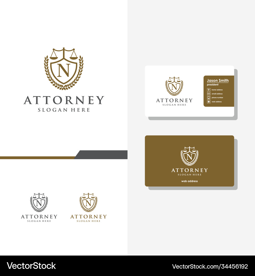 Letter n law logo design and business card vector image