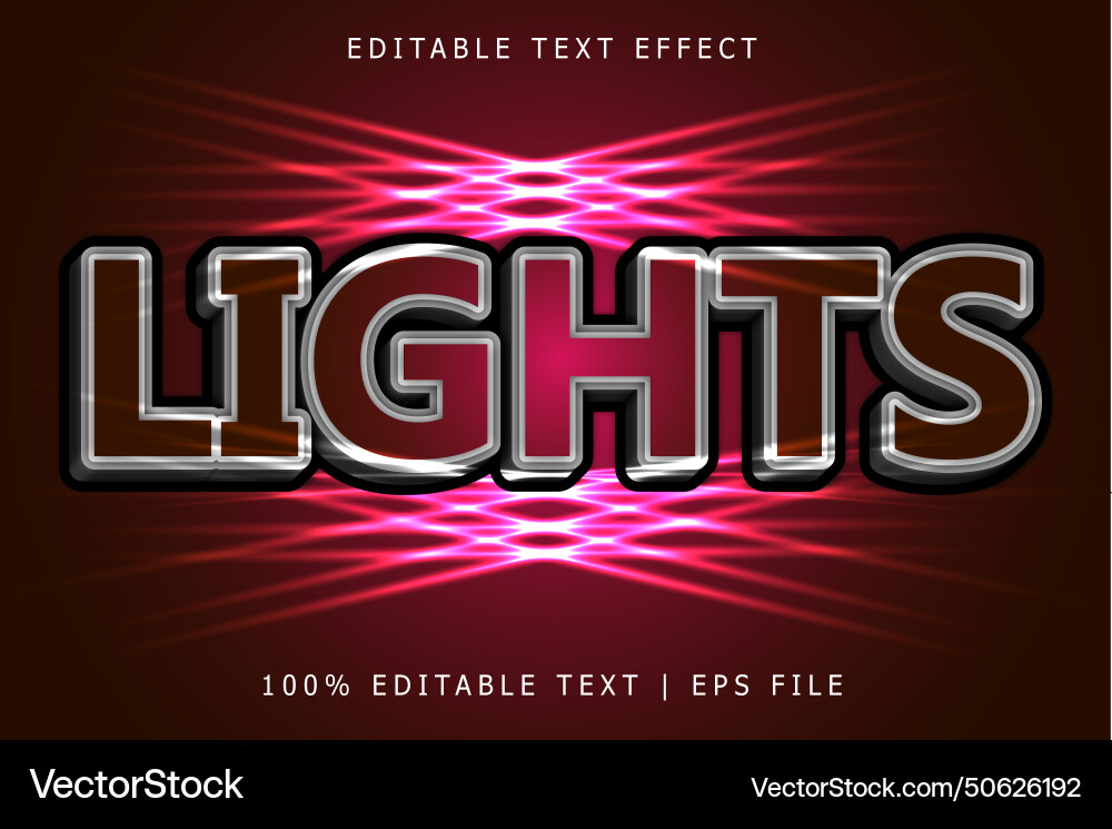 Lights editable text effect 3 dimension emboss Lights editable text effect 3 dimension emboss vector image