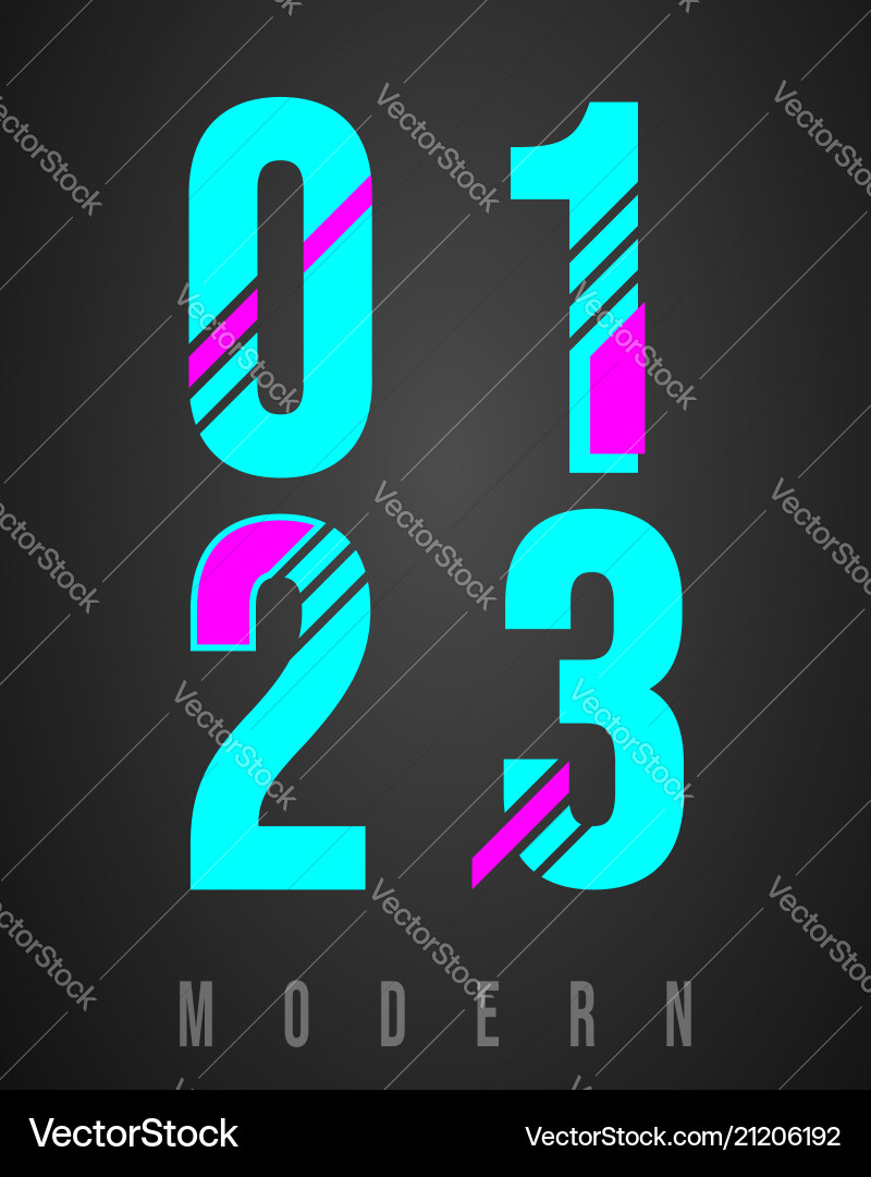 Modern Number Set - 0123 vector image