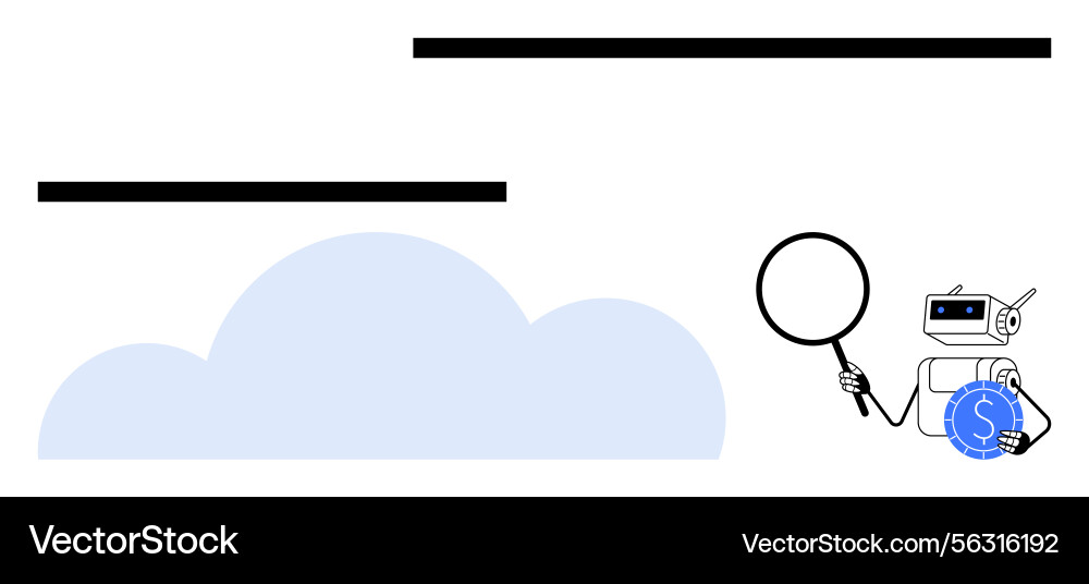 Robot Analyzing Cloud Data vector image