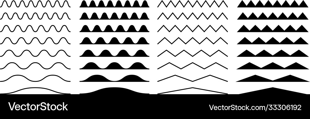 Zigzag borders jagged wavy decorations serrate Zigzag borders jagged wavy decorations serrate vector image