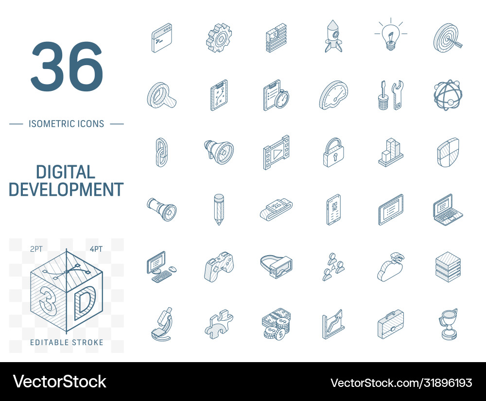 App & Web Development Isometric Icons vector image