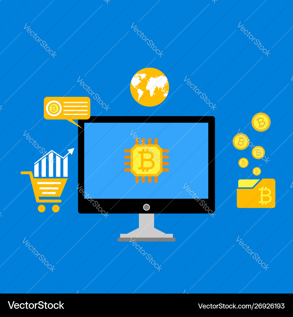 Blockchain scheme mining crypto currency server Vector Image