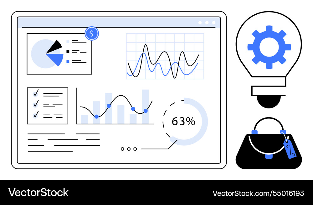 Digital dashboard with financial analytics Digital dashboard with financial analytics vector image